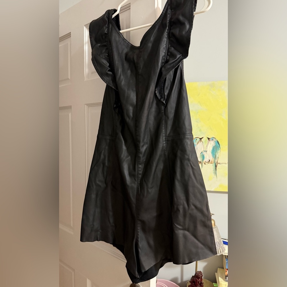 Free People Black Vegan Leather Romper